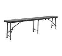 Bancs de Jardin Pliables Lot de 2, 180 cm, PEHD Noir | Cadre en Acier Stable, Design Rotin, Pliable avec Poignée, pour Camping et Pique-nique