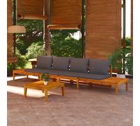 Bancs jardin vidaXL avec coussins - Bois acacia massif