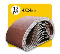 Bande Abrasive 100 x 610 mm Bande de Ponceuse - Ensemble de Bandes Abrasives Mixte (4 X grains 80/120/150) pour Ponceuses à Bande, Idéale pour le Bois(12 pièces)