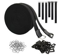 Bande adhésive auto-agrippante - 12 mètres - 3,8 cm de large - 30 boucles en plastique - 20 boucles en métal - Découpe possible - Noir