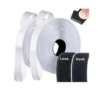 Bande auto-agrippante adhésive 2 cm x 8 m, fixation forte, blanc, ruban scratch réutilisable