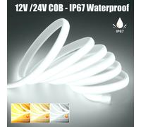 Bande COB DC12V 24V avec câble 2 broches/DC, étanche IP67, décoration extérieure de la maison, ruban Flexible, néon LED 3000K 4000K 6000K