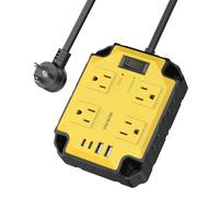 Bande d'alimentation magnétique robuste avec 4 ports USB (2 USB C), 8 sorties industrielles avec interrupteur, 15 AMP/1875 W (1200 joules) câble d'extension de 1,5 m pour garage, atelier