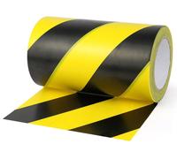 Bande d'avertissement jaune et noire en PVC, 200 mm x 33 m
