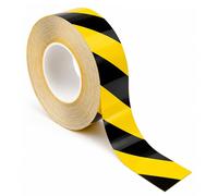 Bande d'avertissement noir et jaune, 1,1 mm, 50 mm x 30 m, en PVC