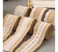 Bande De Couture En Dentelle 2m Bricolage Ruban À Coudre Jute Naturelle Rouleau De Toile De Jute Décoration Rustique De Mariage Pièces Centrales De Fête
