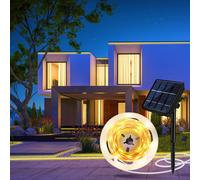 Bande de LED solaires, 5 mètres, lumière blanc chaud 3000K, 320 LED, gradable, indice de protection IP65