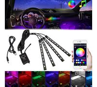 Bande de lumière ambiante LED RGB pour voiture, avec Cigarette USB, lumières intérieures automobiles, bande de décoration, contrôle de barre