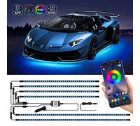 Bande de lumières LED sous châssis pour voiture extérieure, lumières néon universelles RGB avec mode musique, kit de lumières sous châssis imperméables multicolores - contrôle Bluetooth sans fil par
