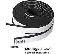 Bande de mousse d'étanchéité autocollante 25 mm (L) x 20 mm (E) noire - butée de cadre de porte - joint insonorisant - 2 rouleaux de 4 m