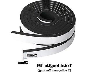 Bande de mousse d'étanchéité autocollante 25 mm (L) x 20 mm (E) noire - butée de cadre de porte - joint insonorisant - 2 rouleaux de 4 m