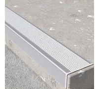 Bande de nez en aluminium de 5 cm de large pour marches d'intérieur/extérieur - Protection d'angle et protection des bords, argent, 130 cm - Solution de sécurité durable et antidérapante