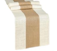 Bande de tissu rustique en toile de jute naturelle pour décoration de mariage, réception, fête d'anniversaire, salle à manger, ceinture de chaise réutilisable (marron et blanc)