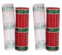 Bande décorative en mesh, lot de 2, film plastique, rouge/vert/blanc, 25x25 cm