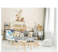 Bande Dessinée Dessin À La Main Rétro Livres Animaux Papier Peint 3D Installation Facile Intissé Tapisserie Bureau Salon Canapé Chambre Décoration Murale-430cm×300cm