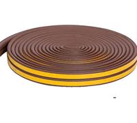 Bande d'étanchéité pour isolation de portes, mousse de caoutchouc acoustique, bande d'étanchéité adhésive pour l'extérieur, couleur marron, taille P, longueur 10 mètres