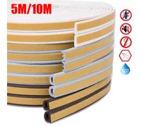 Bande d'étanchéité pour porte fenêtre, 5M/10M, bande d'étanchéité en mousse acoustique auto-adhésive, isolation, coupe-vent, bande d'étanchéité en caoutchouc black