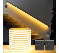 Bande LED avec 2 détecteurs de mouvement 5m 24V 280 LED/m avec fiche Bande LED avec bloc d'alimentation autocollante 3000K blanc chaud Éclairage activé par le mouvement pour armoires,6000k,10M