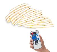Bande LED COB, 5 mètres, lumière blanc chaud 3000 K, avec variateur et télécommande
