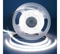 Bande LED COB 6500K, 4M flexible, largeur 8 mm, 320 LED/m, découpable, bande lumineuse LED autocollante, avec télécommande RF et bloc d'alimentation pour chambre à coucher, cuisine, d'éclairage DIY