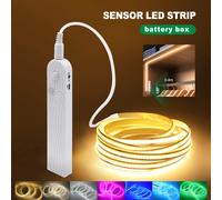 Bande LED COB 8MM 5V avec capteur de mouvement, alimentée par batterie, 320 LED/M, lumière de nuit à induction, blanc chaud, rouge, bleu glacé, vert, jaune