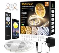 Bande LED de 30 m - Intensité variable - Contrôle par application - Blanc chaud à blanc froid - 24 V - Avec bloc d'alimentation - Télécommande - Flexible - DIY - 2700 K-6500 K - Bande lumineuse LED