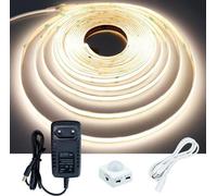Bande LED de 5 mètres avec détecteur de mouvement, blanc naturel 4000K - Alimentation par prise électrique, 3 modes d'éclairage, 3 modes de gradation - Température de couleur 93+, IP20, non étanche, a