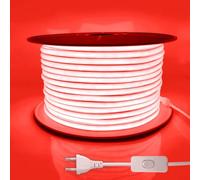 Bande LED Extérieur Imperméable FCOB - Ruban Lumineux Flexible à Haute Luminosité 220V, Intervalle de Découpe 10 cm, idéal pour la Décoration Intérieure et le Jardin (Rouge, 30m)