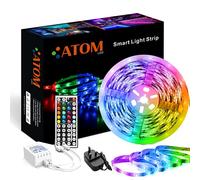 Bande LED Lumières, Atom 5M (16.4ft) RGB Lumineuse 12V 5050 300LEDs Couleur Changeante Lumières Kit Complet avec Télécommande Pour Maison Cuisine Chambre Barre Décoration