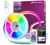 Bande LED Néon 3M Bande LED Néon RGBIC Fonction DIY, avec synchronisation musicale, fonctionne avec Alexa et Google Assistant, bande lumineuse néon pour salon, chambre, décoration murale