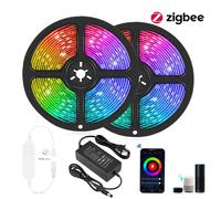 Bande LED RGB Tuya Zigbee, 12V, 1m, 2m, 3m, 4m, 5m, 10m, lampe à intensité variable, Kit de bandes lumineuses étanches, application Smart Life fr Alexa Home assistant non-waterproof