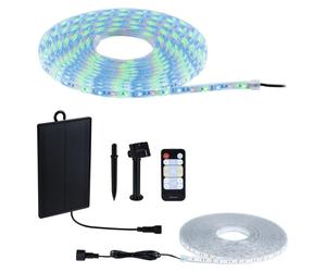 Bande LED solaire Paulmann avec télécommande, 10 m, IP44, 3,8 W, 14 lm/m, 60 LED/m, RGB