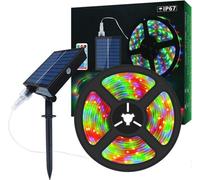 Bande LED solaire RGB de 10 m à couleurs changeantes - Éclairage décoratif d'extérieur étanche IP67 avec 8 modes d'éclairage