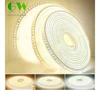 Bande LED souple et Flexible 220V, non éblouissante, 120 diodes/m, 8W/m, avec prise et interrupteur ue, étanche, haute luminosité