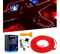 Bande LED Voiture Interieur Fil de Lumière USB Néon Rouge El pour Lumiere 5V Atmosphère Bord Décoration u2026 Rouge