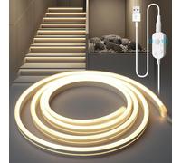 Bande lumineuse avec capteur - Bande d'éclairage - Pour éclairer les escaliers - Détecteur de mouvement et variateur de luminosité - 5 mètres - Lumière neutre