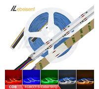 Bande lumineuse COB 5M RGBCCT DC 24V, 840 gible/M RGBCW RGBWWW RGBWC 5 en 1, escales d'éclairage LED, décoration, lampe à barre flexible IP20 non waterproof