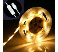 Bande lumineuse LED 5V alimentée par USB, blanc chaud, 3-100FT, découpable, adhésive, pour chambre, salon, TV, cuisine, placard, escalier, miroir, décoration de fête 30m,1 m,5 m,10 m,15m,20mABS