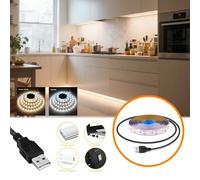 Bande lumineuse LED alimentée par USB sans interrupteur, options de couleur blanc chaud / blanc froid, bande lumineuse LED auto-adhésive, installation facile, 1m - 10m plusieurs tailles disponibles, c