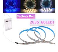 Bande lumineuse LED avec batterie 3AA, 5V, blanc chaud, RGB 2835, 60 diodes/M, Flexible, 50CM, 1M, 2M, 3M, 5M, rétro-éclairage TV, ruban de nuit IP65 Waterproof