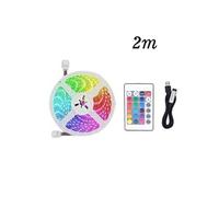 Bande lumineuse LED avec lumière multicolore USB 5050 RGB 2M(Contrôleur 24 touches) Blanc MK53
