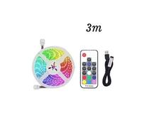 Bande lumineuse LED avec lumière multicolore USB 5050 RGB 3M (Contrôleur 17 touches) Blanc MK39