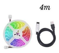 Bande lumineuse LED avec lumière multicolore USB 5050 RGB flexible 4M（Pas étanche） Blanc K71 G