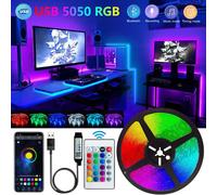 Bande lumineuse LED Bluetooth intelligente SMD 5050, télécommande, ruban flexible, lampe à diode, rétroéclairage TV, salle de jeu, décoration d'intérieur 5m