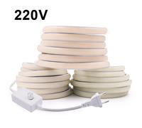 Bande lumineuse LED COB étanche IP68, lampe flexible, interrupteur à gradateur, kit d'alimentation, 5m, 10m, 20m, 50m, 100m, 220V, 3000K, 4000K, 6000K, 288LED, 0.5m White