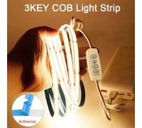 Bande lumineuse Led COB USB 5V, avec variateur à 3 touches, Diode Flexible, blanc chaud, pour chambre, TV, miroir, rétro-éclairage, lumière d'armoire