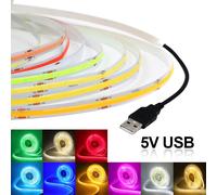 Bande lumineuse Led COB USB DC 5V, blanc/rouge/vert/rose/bleu glacé/jaune, 320 Led, ruban Flexible, lampe de nuit, rétro-éclairage TV, décoration de maison with 2pin wire