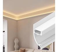 Bande lumineuse LED en aluminium de 6,4 m - Rail de plafond d'angle pour cuisine et chambre à coucher, canal diffuseur linéaire, parfait pour la décoration d'intérieur et l'éclairage d'ambiance