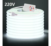Bande lumineuse LED néon COB dimmable 220V avec interrupteur/variateur, kit d'alimentation UE, 288 LED/m, étanche, 3000K 4000K 6000K, lampe décorative flexible Warm white