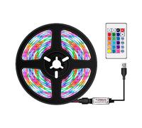 Bande lumineuse LED RGB avec télécommande 24 touches, alimentation USB, plusieurs longueurs (0,5 m à 5 m), 16 modes de couleur, pour intérieur/décoration